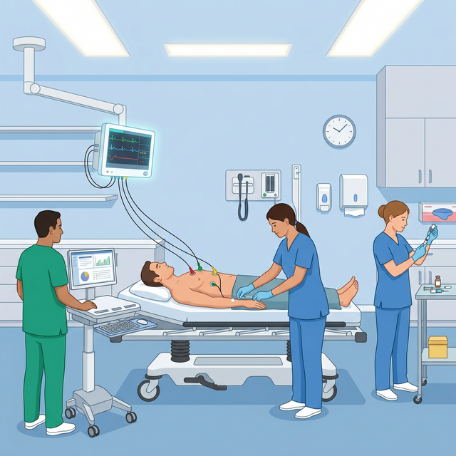 Emergency resuscitation room with medical team